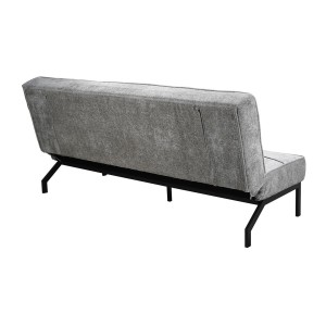 Canapé-lit CALMORA – Tissu gris – Matelas intégré – Structure bois – Design compact et élégant