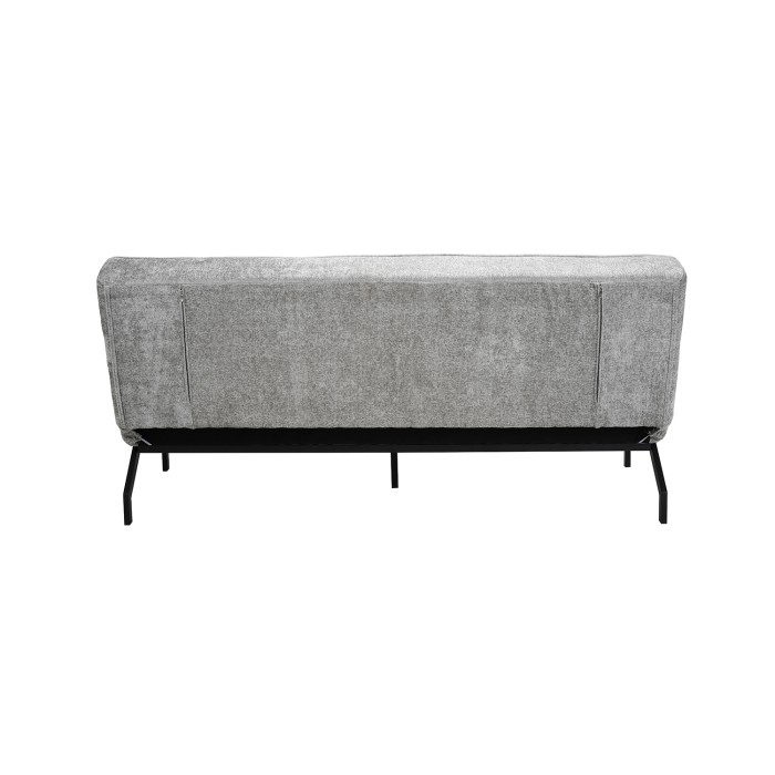 Canapé-lit CALMORA – Tissu gris – Matelas intégré – Structure bois – Design compact et élégant