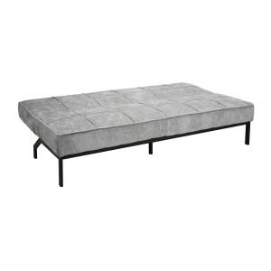 Canapé-lit CALMORA – Tissu gris – Matelas intégré – Structure bois – Design compact et élégant