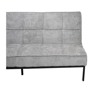Canapé-lit CALMORA – Tissu gris – Matelas intégré – Structure bois – Design compact et élégant