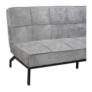 Canapé-lit CALMORA – Tissu gris – Matelas intégré – Structure bois – Design compact et élégant