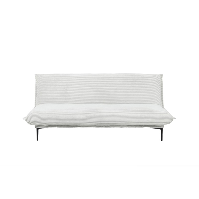 Canapé-lit VELARIS – Tissu velours gris clair – Structure bois – Matelas intégré – Design compact et élégant