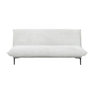 Canapé-lit VELARIS – Tissu velours gris clair – Structure bois – Matelas intégré – Design compact et élégant