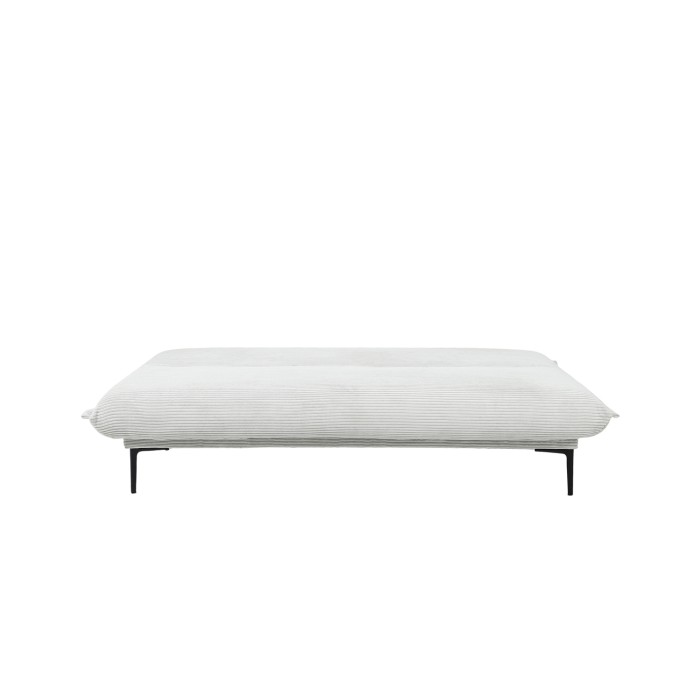 Canapé-lit VELARIS – Tissu velours gris clair – Structure bois – Matelas intégré – Design compact et élégant