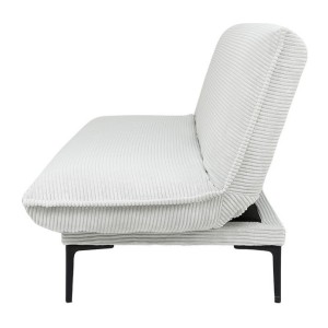 Canapé-lit VELARIS – Tissu velours gris clair – Structure bois – Matelas intégré – Design compact et élégant