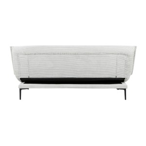 Canapé-lit VELARIS – Tissu velours gris clair – Structure bois – Matelas intégré – Design compact et élégant