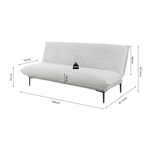 Canapé-lit VELARIS – Tissu velours gris clair – Structure bois – Matelas intégré – Design compact et élégant