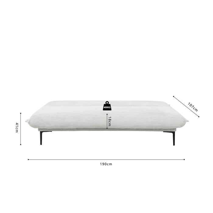 Canapé-lit VELARIS – Tissu velours gris clair – Structure bois – Matelas intégré – Design compact et élégant