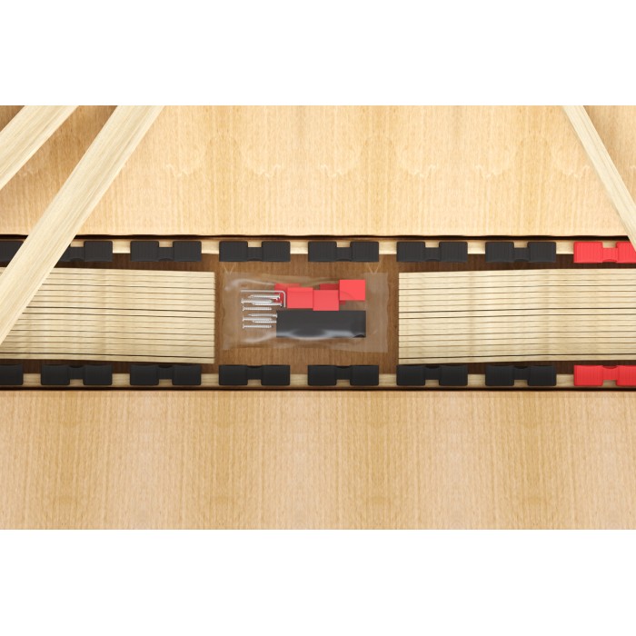 Sommier ZITTARO – 28 lattes – 90x190 cm – Finition chêne et noir – Confort durable et format pratique