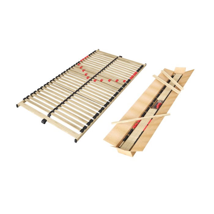 Sommier ZITTARO – 28 lattes – 90x190 cm – Finition chêne et noir – Confort durable et format pratique