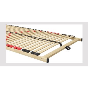 Sommier ZITTARO – 28 lattes – 90x200 cm – Finition chêne et noir – Soutien ferme et design sobre