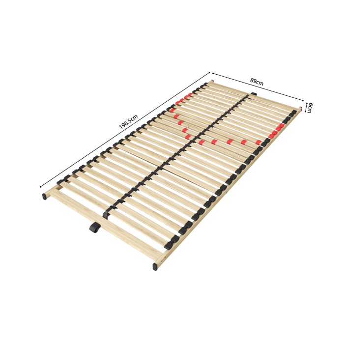 Sommier ZITTARO – 28 lattes – 90x200 cm – Finition chêne et noir – Soutien ferme et design sobre