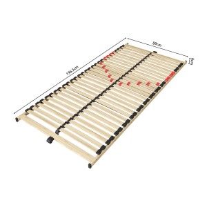 Sommier ZITTARO – 28 lattes – 90x200 cm – Finition chêne et noir – Soutien ferme et design sobre