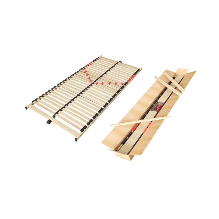 Sommier ZITTARO – 28 lattes – 90x200 cm – Finition chêne et noir – Soutien ferme et design sobre