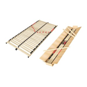 Sommier ZITTARO – 28 lattes – 90x200 cm – Finition chêne et noir – Soutien ferme et design sobre