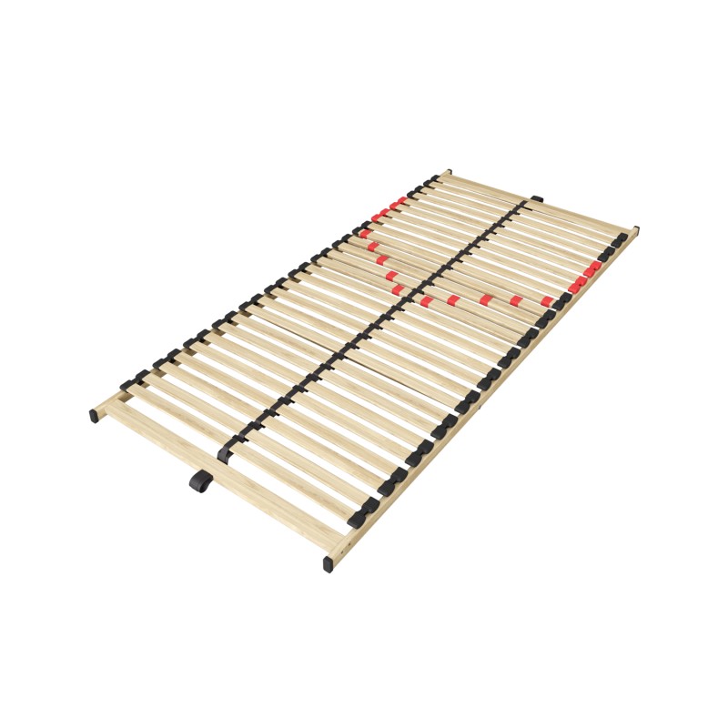 Sommier ZITTARO – 28 lattes – 90x200 cm – Finition chêne et noir – Soutien ferme et design sobre