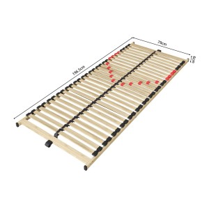 Sommier ZITTARO – 28 lattes – 80x200 cm – Finition chêne et noir – Confort renforcé et design élégant