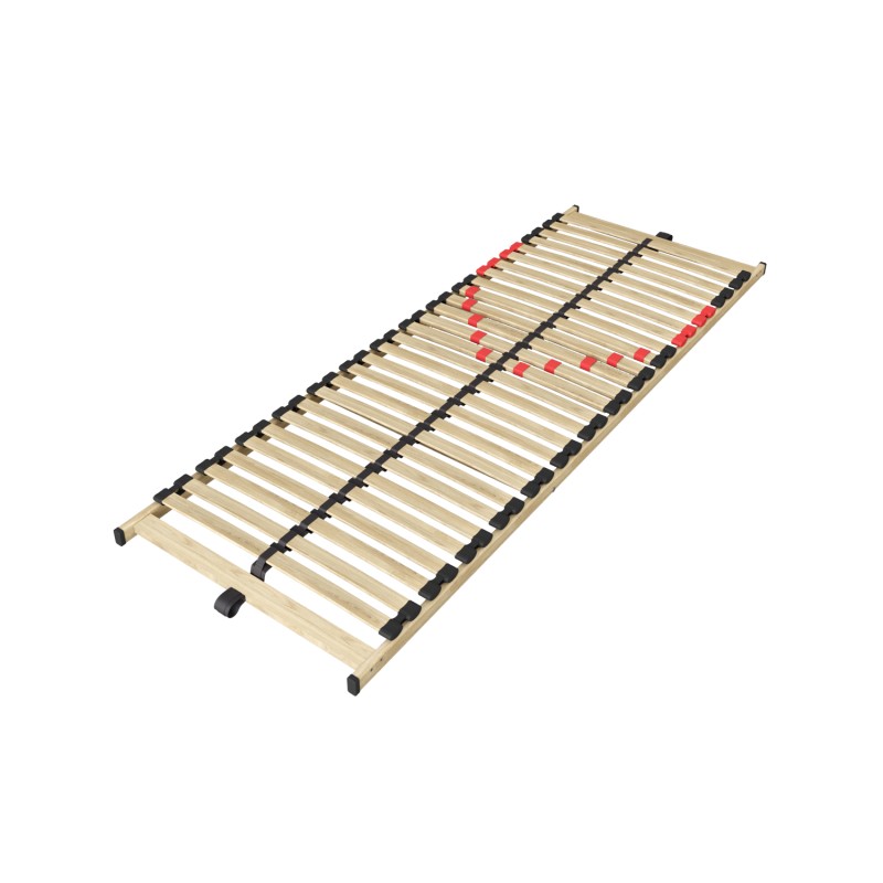 Sommier ZITTARO – 28 lattes – 70x200 cm – Finition chêne et noir – Confort et robustesse