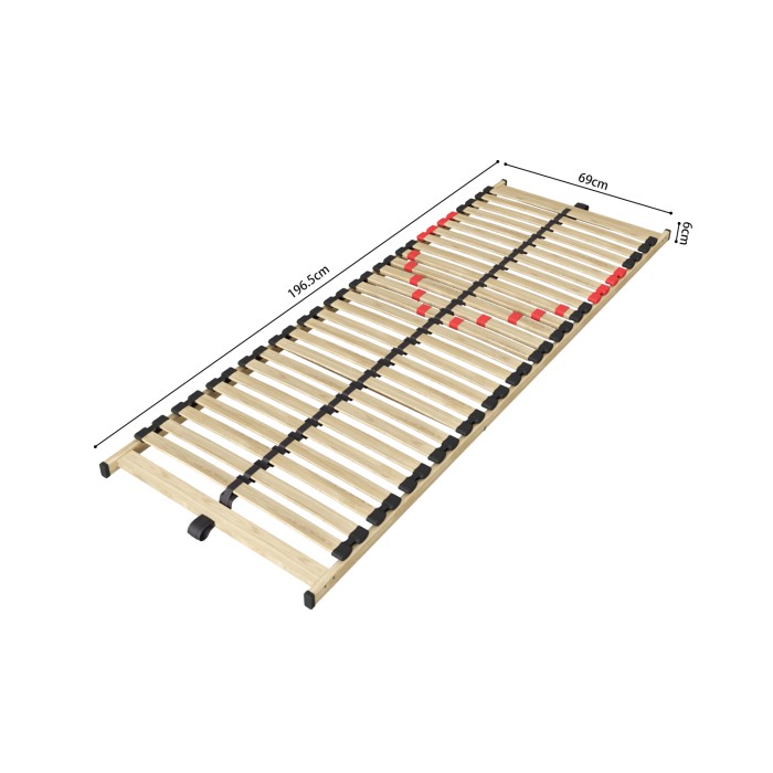 Sommier ZITTARO – 28 lattes – 70x200 cm – Finition chêne et noir – Confort et robustesse
