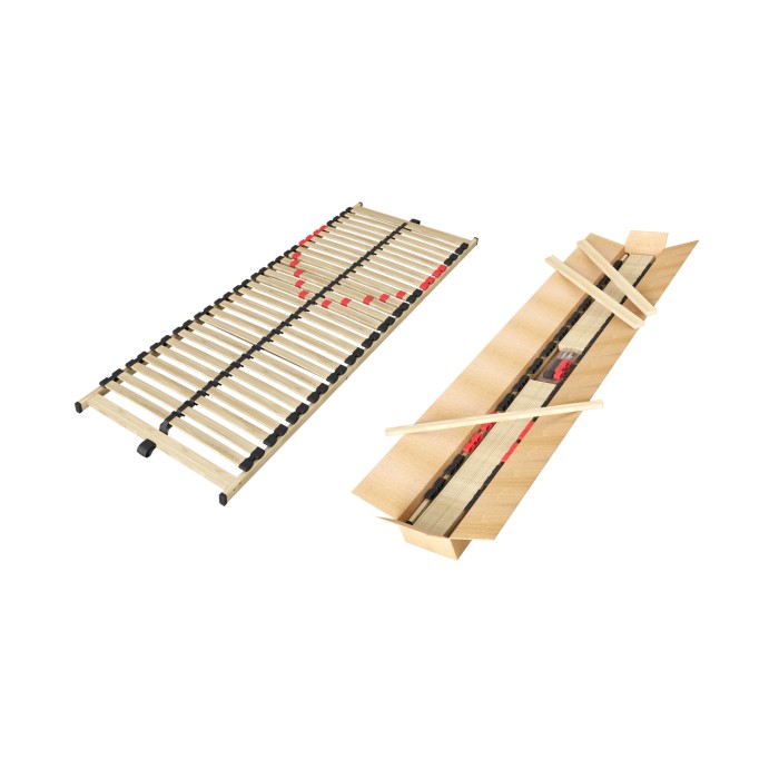 Sommier ZITTARO – 28 lattes – 70x200 cm – Finition chêne et noir – Confort et robustesse