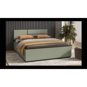 Lit HAVANA 160x200 cm – Coloris vert sauge et noir – Structure robuste et design moderne