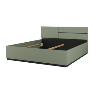 Lit HAVANA 180x200 cm – Coloris vert sauge et noir – Lit design moderne pour chambre adulte