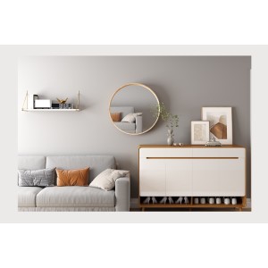 Miroir rond RIO – 80 cm – Finition chêne vieilli – MDF décor bois – Design naturel et tendance