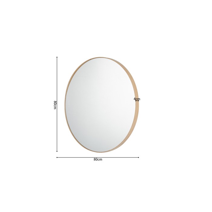 Miroir rond RIO – 80 cm – Finition chêne vieilli – MDF décor bois – Design naturel et tendance