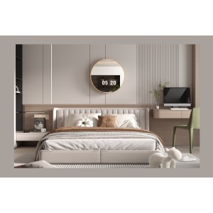 Miroir rond RIO avec bord – 80 cm – Finition chêne vieilli – Cadre épais – Design naturel et moderne