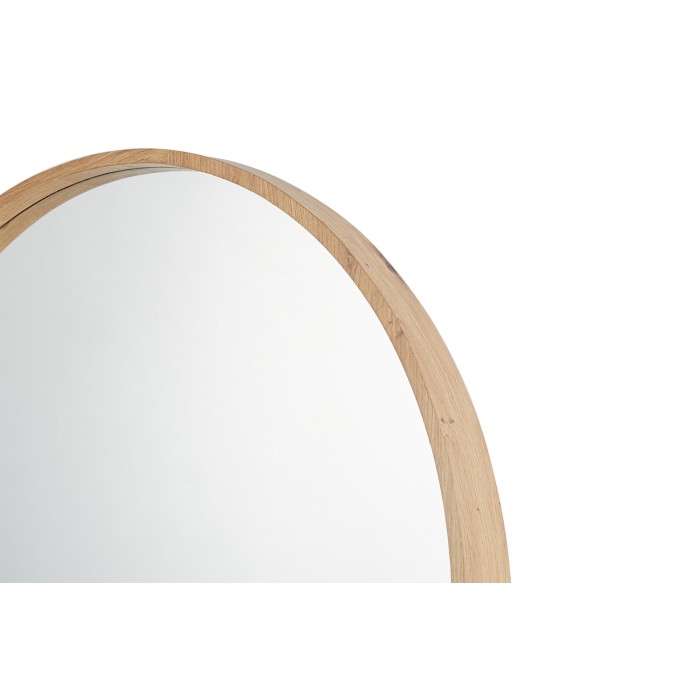 Miroir rond RIO avec bord – 80 cm – Finition chêne vieilli – Cadre épais – Design naturel et moderne