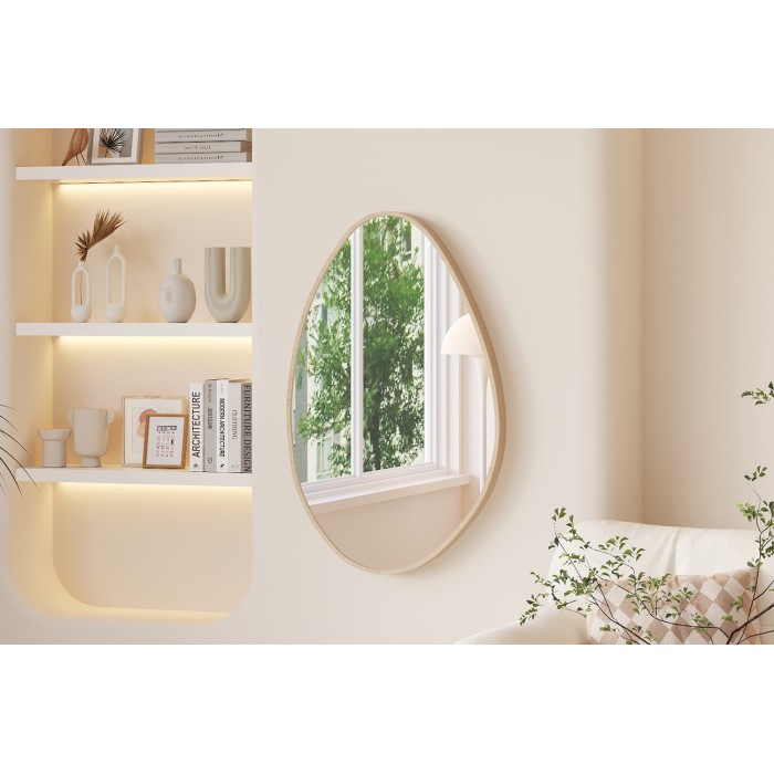 Miroir asymétrique NARA – 50x80 cm – Finition chêne vieilli – MDF décor bois – Style organique et tendance