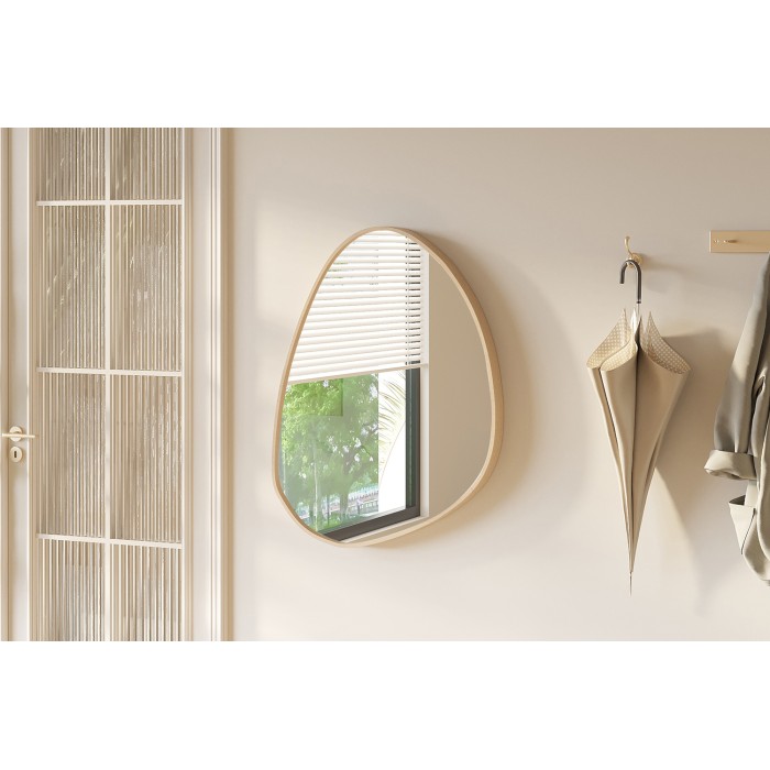 Miroir asymétrique NARA – 60x80 cm – Finition chêne vieilli – MDF décor bois – Design organique