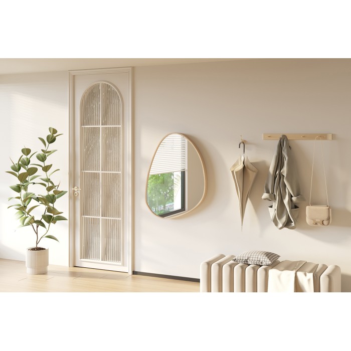 Miroir asymétrique NARA – 60x80 cm – Finition chêne vieilli – MDF décor bois – Design organique