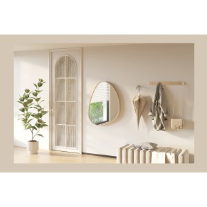 Miroir asymétrique NARA – 60x80 cm – Finition chêne vieilli – MDF décor bois – Design organique