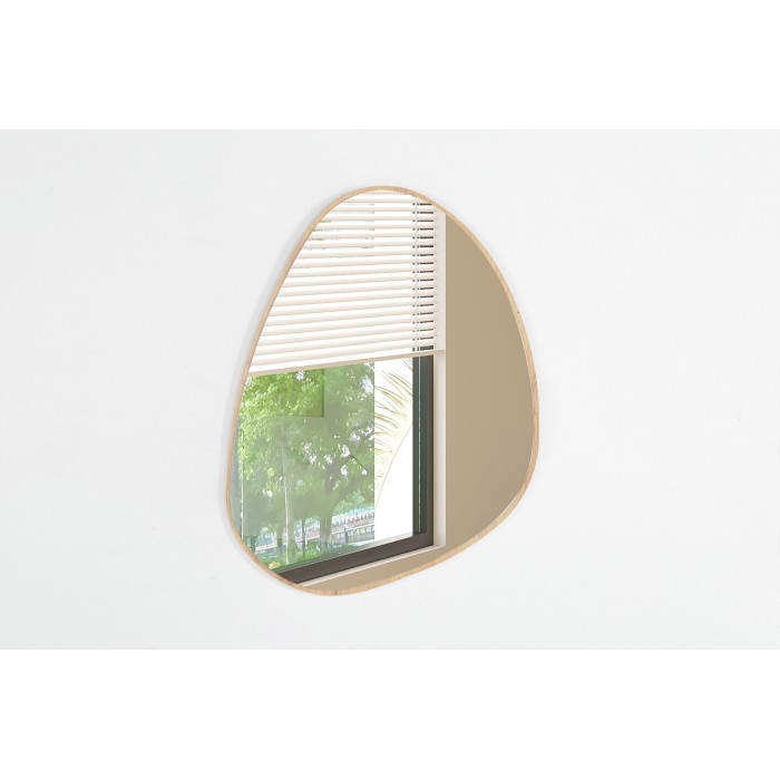 Miroir asymétrique NARA – 60x80 cm – Finition chêne vieilli – MDF décor bois – Design organique