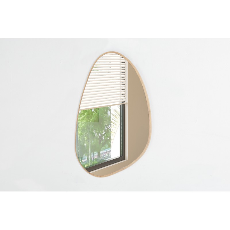 Miroir asymétrique NARA – 60x80 cm – Finition chêne vieilli – MDF décor bois – Design organique