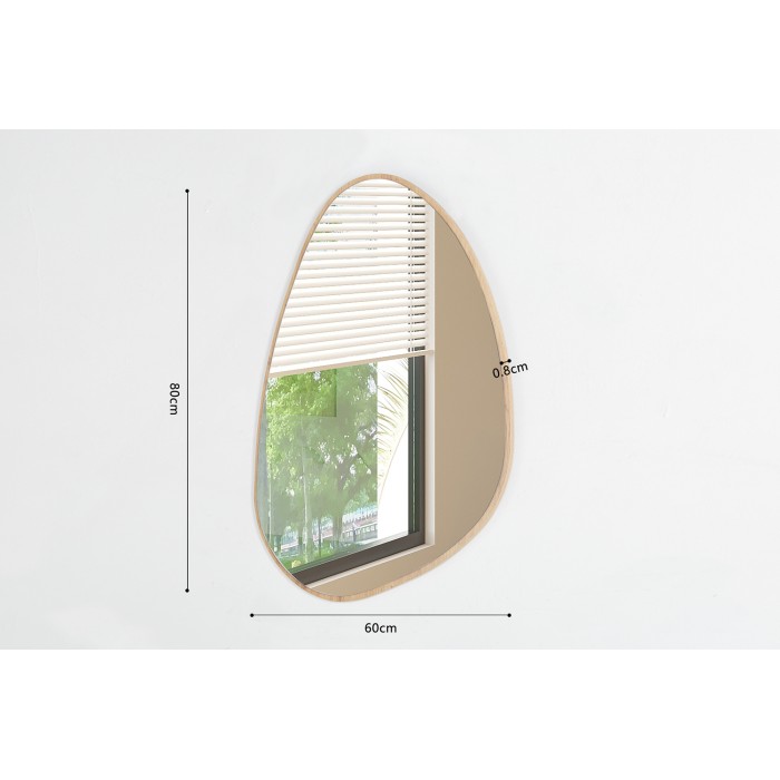 Miroir asymétrique NARA – 60x80 cm – Finition chêne vieilli – MDF décor bois – Design organique
