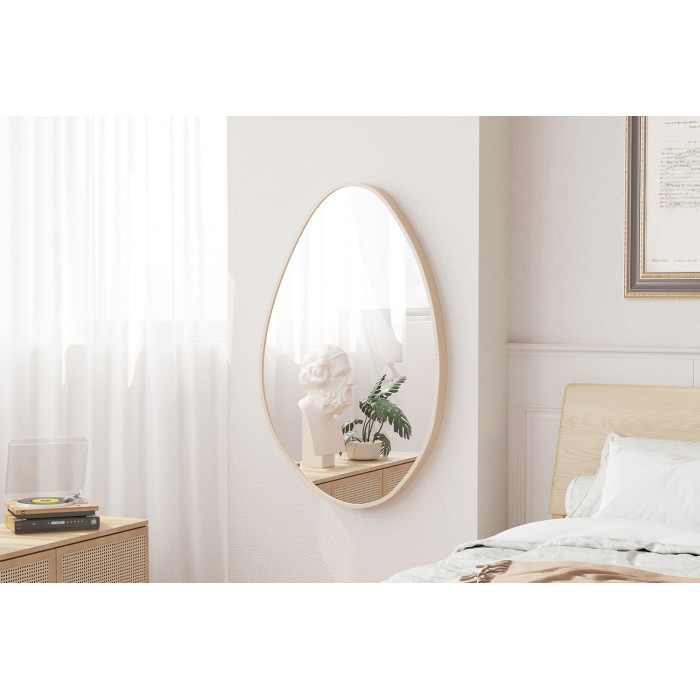 Miroir asymétrique NARA – 50x80 cm – Finition chêne vieilli – MDF décor bois – Design organique et moderne