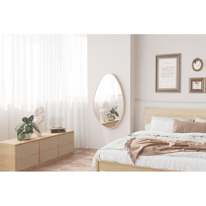 Miroir asymétrique NARA – 50x80 cm – Finition chêne vieilli – MDF décor bois – Design organique et moderne