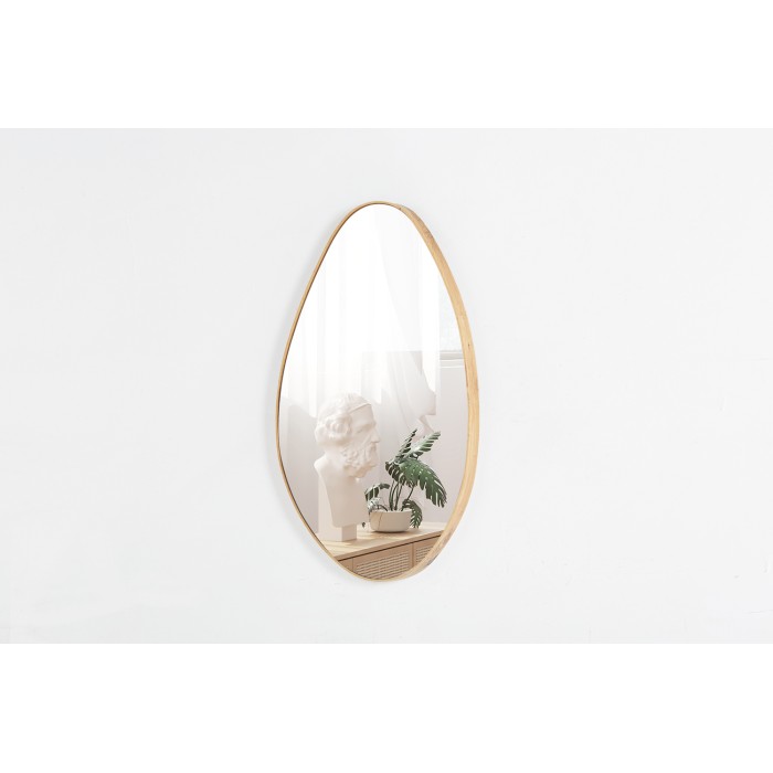 Miroir asymétrique NARA – 50x80 cm – Finition chêne vieilli – MDF décor bois – Design organique et moderne