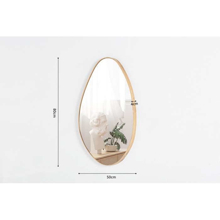Miroir asymétrique NARA – 50x80 cm – Finition chêne vieilli – MDF décor bois – Design organique et moderne