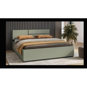 Lit coffre HAVANA 180x200 cm – Coloris vert sauge et noir – Lit moderne avec rangement intégré