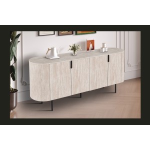 Buffet VAGOS – Coloris chêne clair – 4 portes – 200 cm – Grand bahut moderne – Rangement pratique