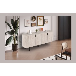 Buffet VAGOS – Coloris chêne clair – 4 portes – 200 cm – Grand bahut moderne – Rangement pratique