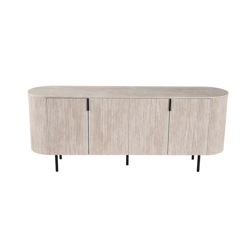 Buffet VAGOS – Coloris chêne clair – 4 portes – 200 cm – Grand bahut moderne – Rangement pratique