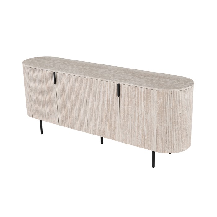 Buffet VAGOS – Coloris chêne clair – 4 portes – 200 cm – Grand bahut moderne – Rangement pratique