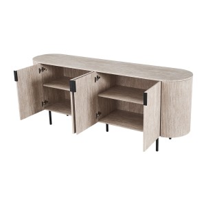 Buffet VAGOS – Coloris chêne clair – 4 portes – 200 cm – Grand bahut moderne – Rangement pratique