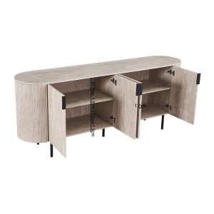 Buffet VAGOS – Coloris chêne clair – 4 portes – 200 cm – Grand bahut moderne – Rangement pratique