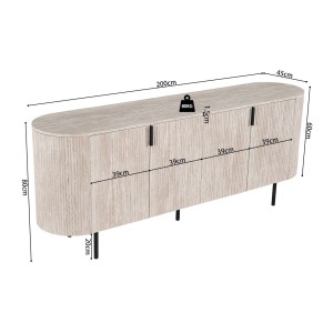 Buffet VAGOS – Coloris chêne clair – 4 portes – 200 cm – Grand bahut moderne – Rangement pratique