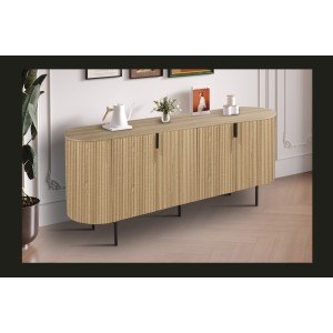 Buffet VAGOS – Coloris chêne naturel – 4 portes – 200 cm – Grand bahut moderne – Rangement spacieux